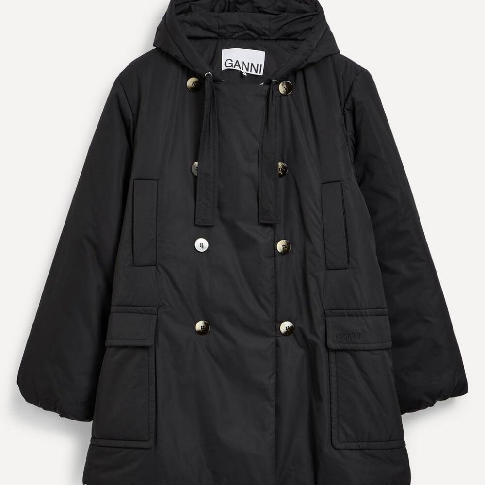 Ganni Black Puffer Midi Jacket/Parka - Picture 2 of 6